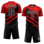 Custom Soccer Uniform Jersey Red Black White Sublimation Style 7741 Custom Red Black-White Sublimation Soccer Uniform Jersey - Image 2