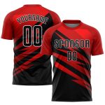 Custom Soccer Uniform Jersey Red Black White Sublimation Style 7741 Custom Red Black-White Sublimation Soccer Uniform Jersey
