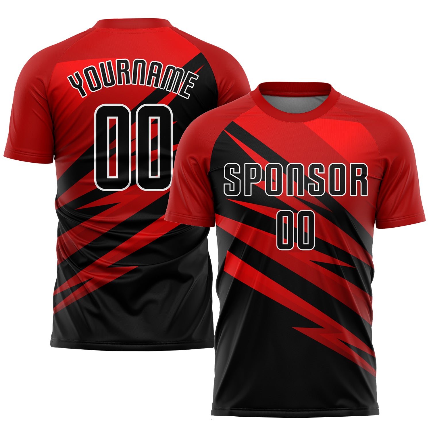 Custom Soccer Uniform Jersey Red Black White Sublimation Style 7741 Custom Red Black-White Sublimation Soccer Uniform Jersey