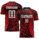 Red Black White Custom Soccer Jersey Uniform Style 7776 - Sublimation Design Custom Red Black-White Sublimation Soccer Uniform