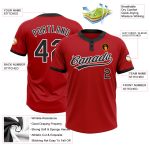 Custom Unisex Softball Jersey Red Black White Two-Button Design for All Ages Custom Red Black-White Two-Button Unisex Softball - Image 3