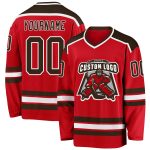 Custom Red Brown-White Hockey Jersey - Personalized Sports Jersey for Fans and Players Custom Red Brown-White Hockey Jersey