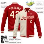 Custom Red Cream Varsity Letterman Bomber Jacket Full-Snap Fashion Coat Custom Red Cream Bomber Full-Snap Varsity Letterman - Image 3