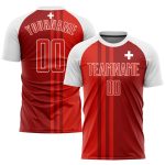 Custom Swiss Flag Soccer Uniform Jersey - Red Crimson-White Sublimation Design Custom Red Crimson-White Sublimation Swiss