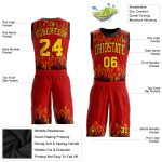Custom Red Gold Black Flame Basketball Jersey Sublimation Round Neck Suit Custom Red Gold-Black Flame Round Neck Sublimation - Image 2