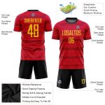 Custom Soccer Jersey Red Gold-Black Sublimation Uniform for Teams and Players Custom Red Gold-Black Sublimation Soccer Uniform - Image 3