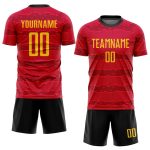 Custom Soccer Jersey Red Gold-Black Sublimation Uniform for Teams and Players Custom Red Gold-Black Sublimation Soccer Uniform - Image 2