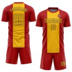 Custom Spanish Flag Soccer Uniform Jersey - Red Gold-Black Design Custom Red Gold-Black Sublimation Spanish Flag Soccer Uniform - Image 2