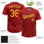 Custom Red Gold Black Unisex Softball Jersey - Two-Button Design, Comfortable Fit Custom Red Gold-Black Two-Button Unisex - Image 3