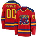 Custom Red Gold Hockey Jersey - Personalized Royal Team Apparel Custom Red Gold-Royal Hockey Jersey