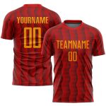 Custom Red Gold Sublimation Soccer Jersey | Personalized Sports Uniform Custom Red Gold Sublimation Soccer Uniform Jersey