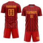 Custom Red Gold Sublimation Soccer Jersey | Personalized Sports Uniform Custom Red Gold Sublimation Soccer Uniform Jersey - Image 2