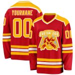 Custom Red Gold White Hockey Jersey - Personalized Ice Hockey Uniform Custom Red Gold-White Hockey Jersey