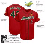 Authentic Custom Baseball Jersey Red Green White Design - Personalized Team Wear Custom Red Green-White Authentic Baseball - Image 3
