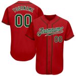 Authentic Custom Baseball Jersey Red Green White Design - Personalized Team Wear Custom Red Green-White Authentic Baseball