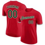 Custom Performance T-Shirt Red Green-White for Men and Women Custom Red Green-White Performance T-Shirt