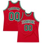 Custom Authentic Throwback Basketball Jersey Red Green White Design Custom Red Kelly Green-White Authentic Throwback Basketball