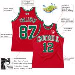 Custom Authentic Throwback Basketball Jersey Red Green White Design Custom Red Kelly Green-White Authentic Throwback Basketball - Image 2