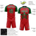 Custom Moroccan Flag Soccer Uniform Jersey in Red Kelly Green and White Custom Red Kelly Green-White Sublimation Moroccan - Image 3