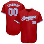Authentic Custom Red Light Blue White Baseball Jersey for Men and Women Custom Red Light Blue-White Authentic Baseball Jersey