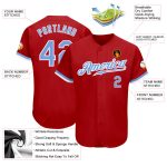 Authentic Custom Red Light Blue White Baseball Jersey for Men and Women Custom Red Light Blue-White Authentic Baseball Jersey - Image 3