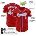Custom Red/Light Blue Authentic Baseball Jersey - Style 6539 Custom Red Light Blue-White Authentic Baseball Jersey Style - Image 3