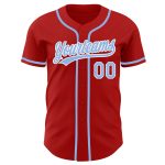 Custom Red/Light Blue Authentic Baseball Jersey - Style 6539 Custom Red Light Blue-White Authentic Baseball Jersey Style - Image 2