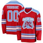 Red Custom Light Blue White Hockey Jersey - Personalized Team Sports Apparel Custom Red Light Blue-White Hockey Jersey