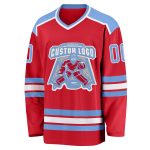 Red Custom Light Blue White Hockey Jersey - Personalized Team Sports Apparel Custom Red Light Blue-White Hockey Jersey - Image 2