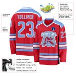 Red Custom Light Blue White Hockey Jersey - Personalized Team Sports Apparel Custom Red Light Blue-White Hockey Jersey - Image 3