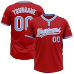 Red Blue White Two-Button Unisex Softball Jersey Custom Design Custom Red Light Blue-White Two-Button Unisex Softball Jersey