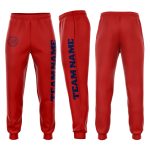 Custom Fleece Jogger Sweatpants Red Navy Comfortable Athletic Wear Custom Red Navy Fleece Jogger Sweatpants