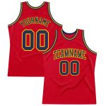 Custom Red Navy Gold Basketball Jersey | Authentic Throwback Design Custom Red Navy-Gold Authentic Throwback Basketball Jersey