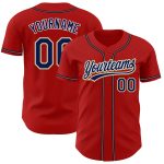 Custom Red Navy Old Gold Baseball Jersey - Authentic Design for Fans Custom Red Navy-Old Gold Authentic Baseball Jersey