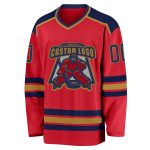 Custom Hockey Jersey in Red, Navy, and Old Gold - Personalized Team Apparel Custom Red Navy-Old Gold Hockey Jersey - Image 2