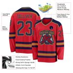 Custom Hockey Jersey in Red, Navy, and Old Gold - Personalized Team Apparel Custom Red Navy-Old Gold Hockey Jersey - Image 3