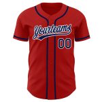 Custom Red Navy White Baseball Jersey - Authentic Style 9041 for Men Custom Red Navy-White Authentic Baseball Jersey Style - Image 2