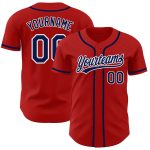 Custom Red Navy White Baseball Jersey - Authentic Style 9041 for Men Custom Red Navy-White Authentic Baseball Jersey Style