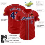 Custom Authentic Baseball Jersey in Red Navy-White Colors Custom Red Navy-White Authentic Baseball Jersey - Image 3