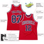 Custom Authentic Throwback Basketball Jersey - Red Navy White Design Custom Red Navy-White Authentic Throwback Basketball - Image 2