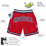 Custom Basketball Shorts - Authentic Red Navy-White Throwback Design Custom Red Navy-White Authentic Throwback Basketball - Image 2