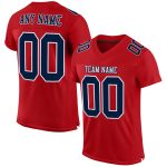 Custom Authentic Football Jersey - Red Navy-White Mesh Design for Fans Custom Red Navy-White Mesh Authentic Football Jersey