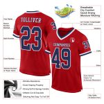 Custom Red Navy-White Authentic Throwback Football Jersey - Mesh Design, Stylish Sports Apparel Custom Red Navy-White Mesh - Image 2