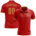 Custom Red Old Gold Performance Golf Polo Shirt for Men - High Quality, Breathable Fabric, Perfect for Golfing Custom Red