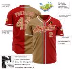 Custom Red Gold White Authentic Fade Baseball Jersey - Fashion Style Custom Red Old Gold-White Authentic Fade Fashion Baseball - Image 2