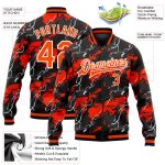 Custom Bomber Jacket Orange Black 3D Pattern Full-Snap Varsity Letterman Custom Red Orange-Black 3D Pattern Design Bomber - Image 3