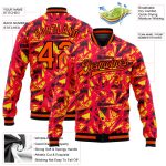 Custom Varsity Bomber Jacket 3D Pattern Red Orange Black Full-Snap Letterman Design Custom Red Orange Gold-Black 3D Pattern - Image 3