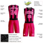 Custom Basketball Jersey Sublimation Suit in Red Pink and Black, Round Neck Design Custom Red Pink-Black Round Neck Sublimation - Image 2