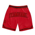 Custom Red Black Throwback Basketball Shorts - Authentic Retro Style Custom Red Red-Black Authentic Throwback Basketball