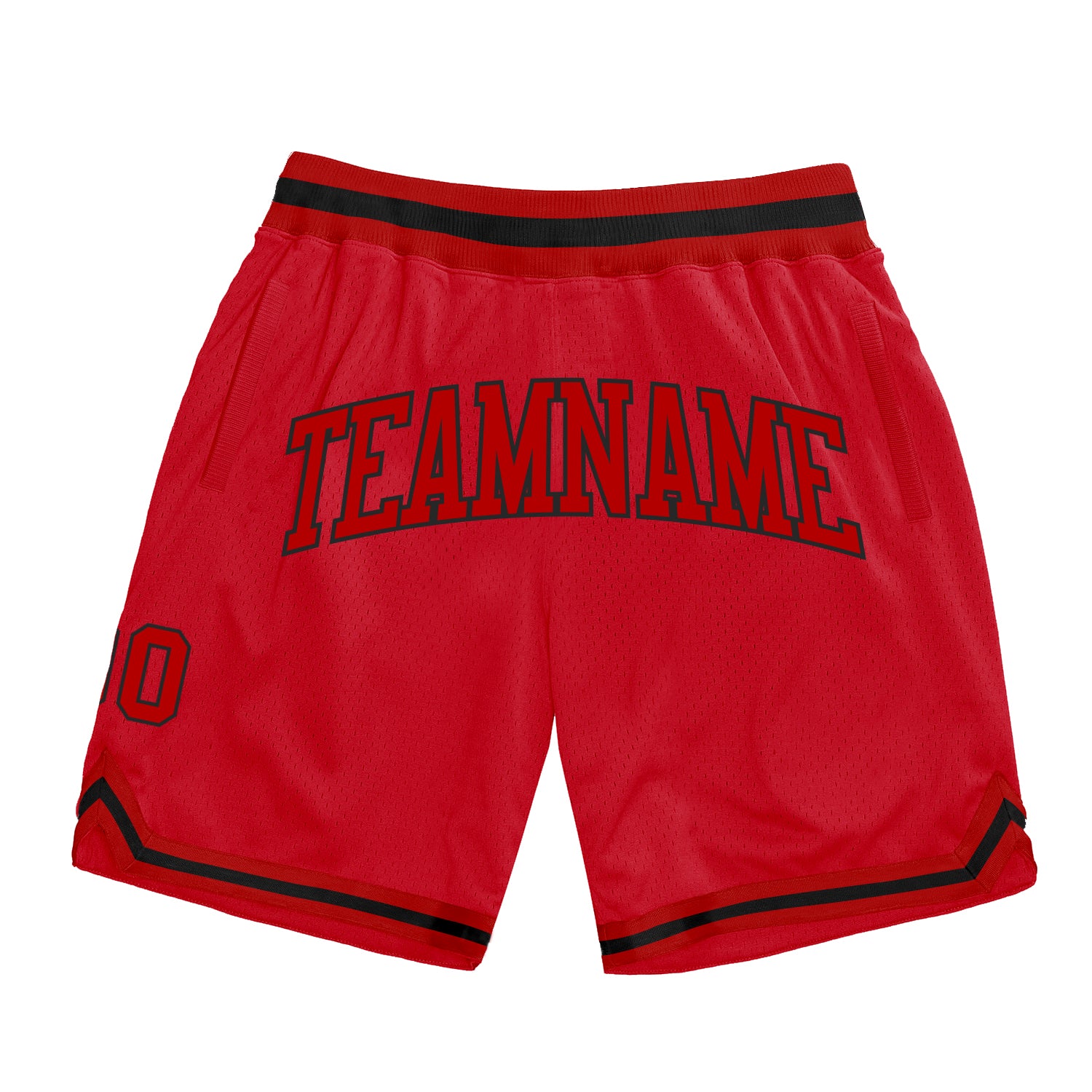 Custom Red Black Throwback Basketball Shorts - Authentic Retro Style Custom Red Red-Black Authentic Throwback Basketball